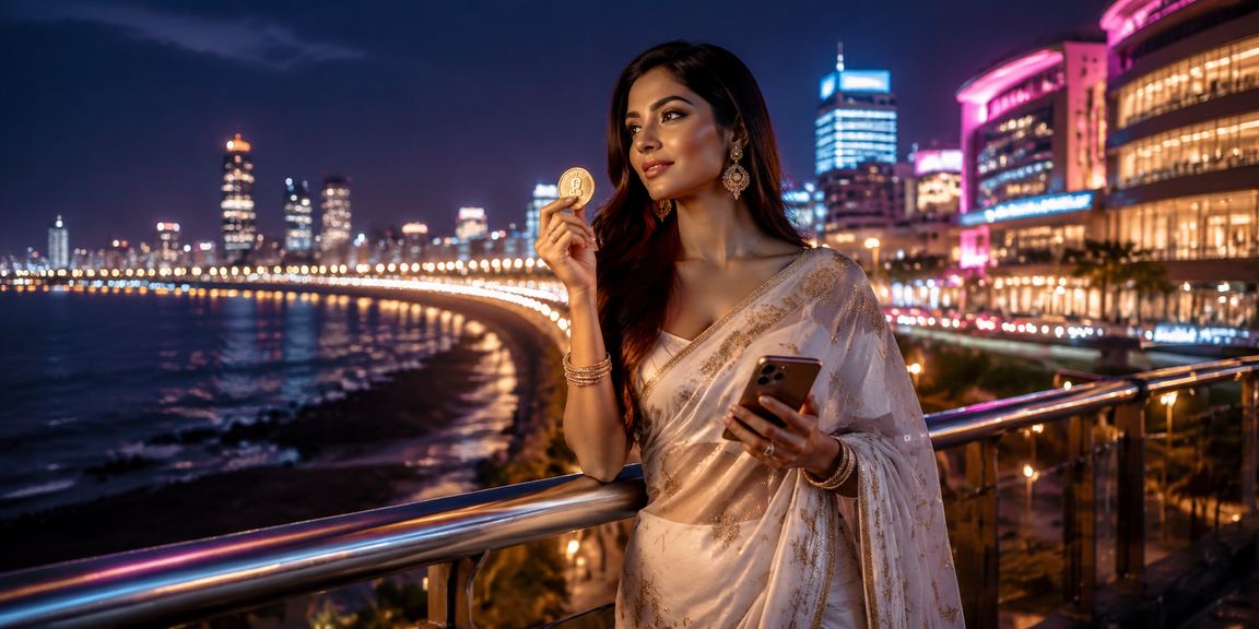 Night roulette scene at Mumbai Marine Drive with vibrant lights